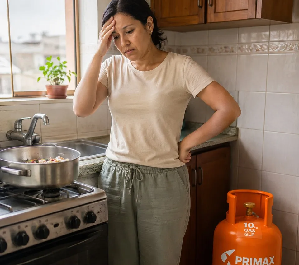 Cocina con el balón de gas vacío